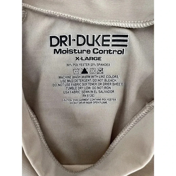 Dri-Duke Mens Moisture Control XLarge Long Sleeve Compression Shirt Tan Beige - Picture 6 of 6